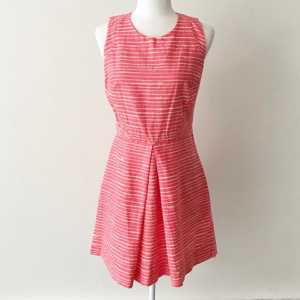 GAP | Coral & White Striped Linen Blend Dress NWT